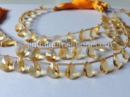 Citrine Double Concave Pear Shape Beads